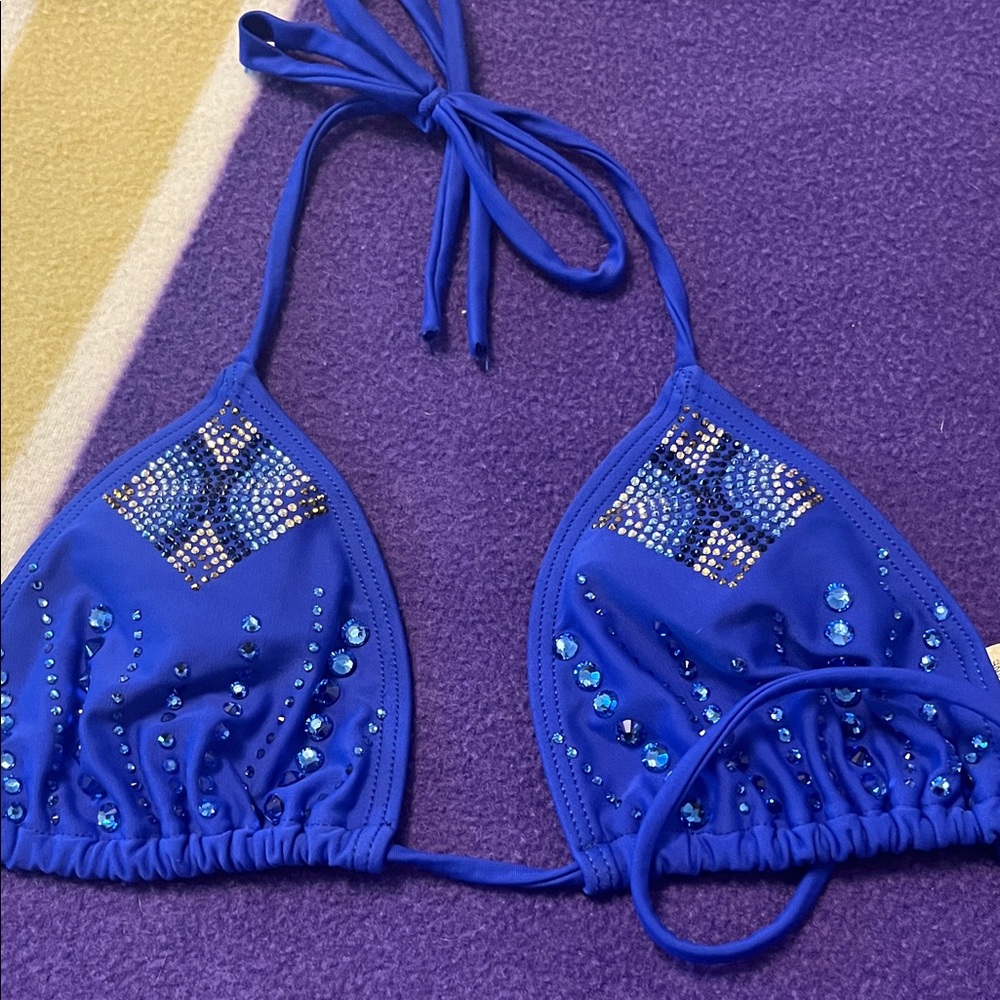 Source Unknown Blue Bikini Top with Rhinestones